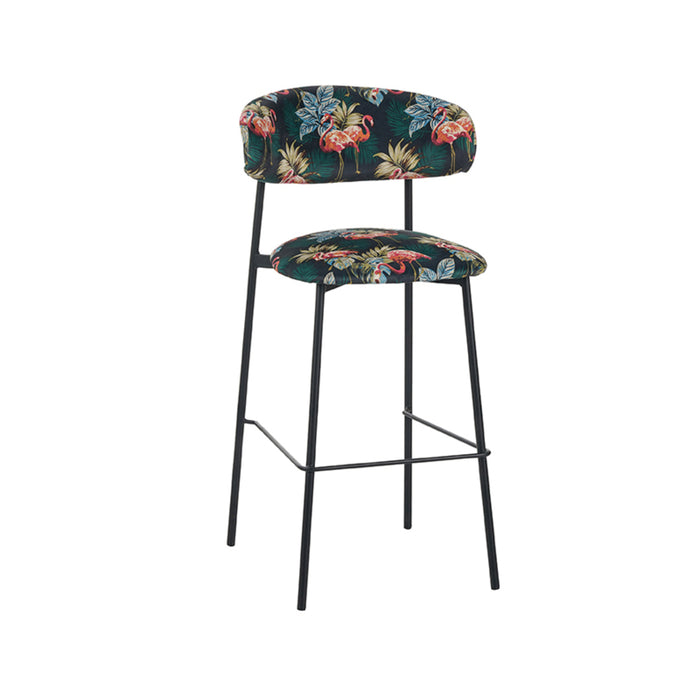 LABEL51 Eetkamerstoel Ferry - Printed Flamingo - Fluweel - Hoog-Eetkamerstoelen-LABEL51