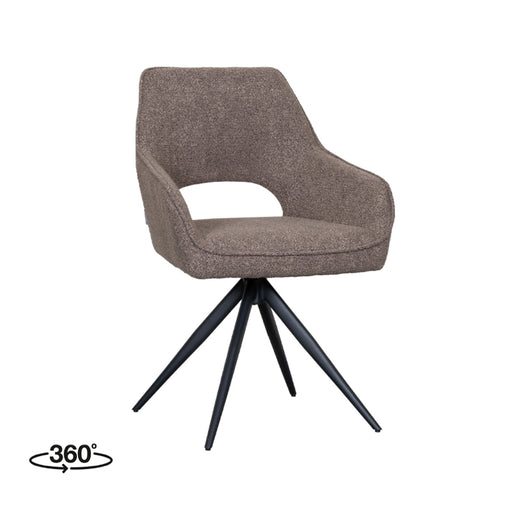 LABEL51 Eetkamerstoel Finley - Bruin - Boucle - Black Frame - Draaibaar-Eetkamerstoelen-LABEL51