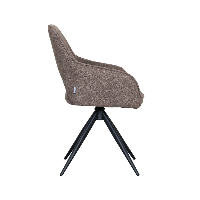 LABEL51 Eetkamerstoel Finley bruin boucle draaibaar 60x59x91 cm