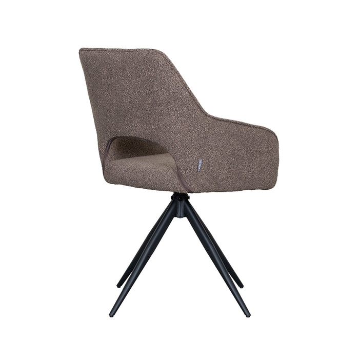 LABEL51 Eetkamerstoel Finley bruin boucle draaibaar 60x59x91 cm