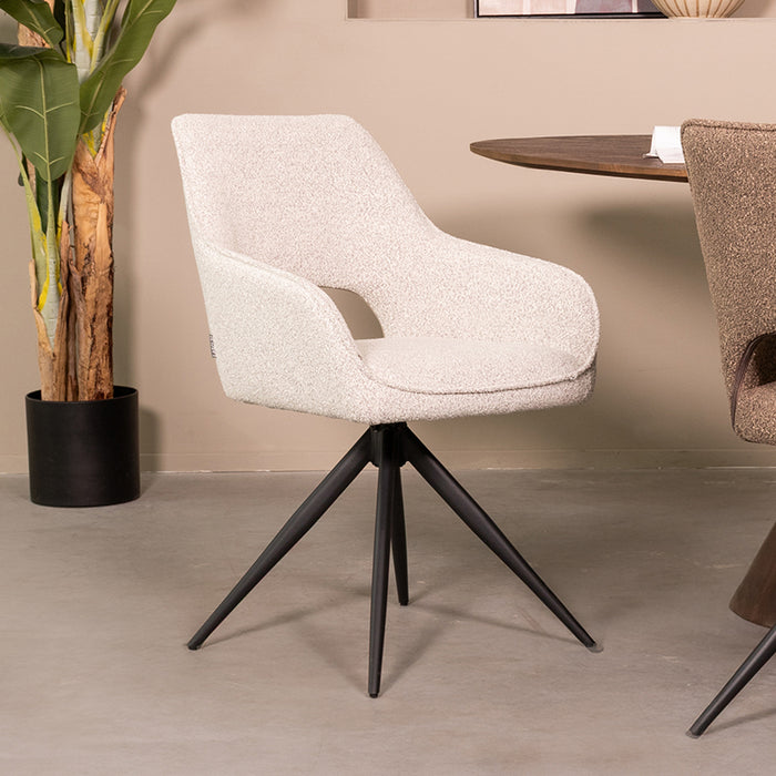LABEL51 Eetkamerstoel Finley - Champagne - Boucle - Draaibaar-Eetkamerstoelen-LABEL51