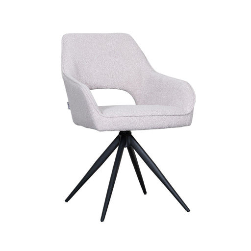 LABEL51 Eetkamerstoel Finley - Naturel - Boucle - Black Frame - Draaibaar-Eetkamerstoelen-LABEL51