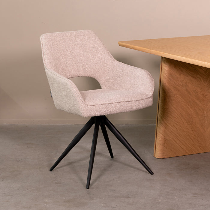 LABEL51 Eetkamerstoel Finley naturel boucle draaibaar 60x59x91 cm