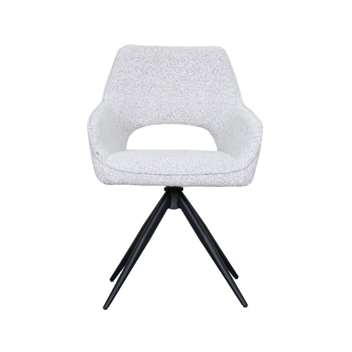 LABEL51 Eetkamerstoel Finley - Wit - Boucle - Black Frame - Draaibaar-Eetkamerstoelen-LABEL51