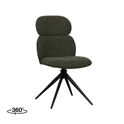 LABEL51 Eetkamerstoel Finn - Forest - Boucle - Black Frame - Draaibaar-Eetkamerstoelen-LABEL51