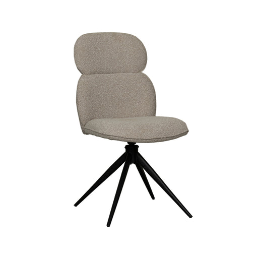 LABEL51 Eetkamerstoel Finn - Naturel - Boucle - Black Frame - Draaibaar-Eetkamerstoelen-LABEL51