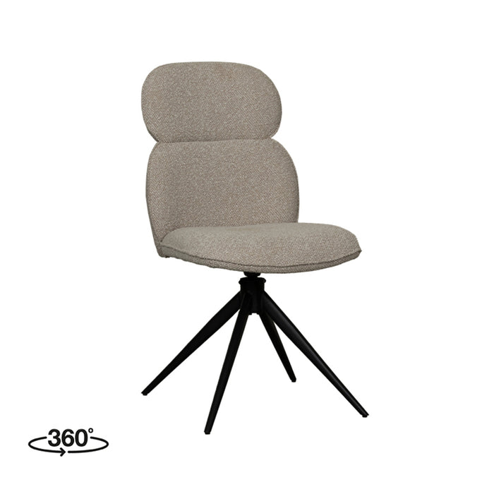LABEL51 Eetkamerstoel Finn - Naturel - Boucle - Black Frame - Draaibaar-Eetkamerstoelen-LABEL51