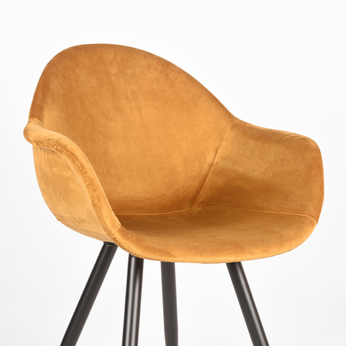 LABEL51 Eetkamerstoel Forli Oker Fluweel 60x58x83 cm-Eetkamerstoelen-LABEL51