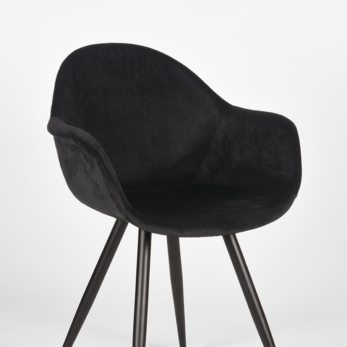 LABEL51 Eetkamerstoel Forli - Zwart - Fluweel-Eetkamerstoelen-LABEL51