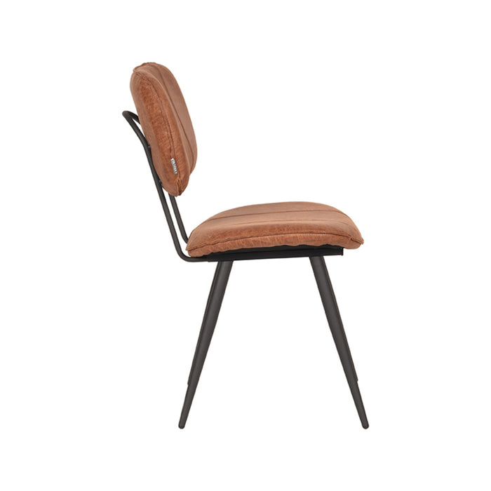 LABEL51 Eetkamerstoel Fos Cognac Leder Zwart Metalen Frame 49x60x87 cm-Eetkamerstoelen-LABEL51