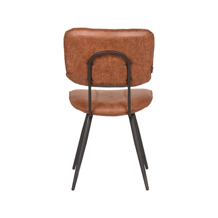LABEL51 Eetkamerstoel Fos Cognac Leder Zwart Metalen Frame 49x60x87 cm-Eetkamerstoelen-LABEL51