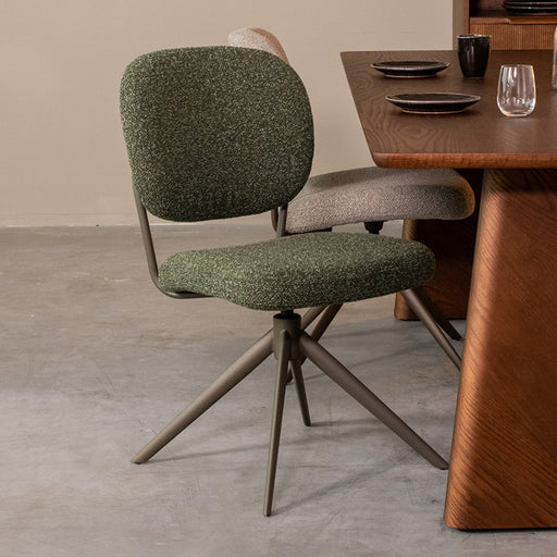 LABEL51 Eetkamerstoel Geneva - Forest - Boucle - Forest Frame - Draaibaar-Eetkamerstoelen-LABEL51