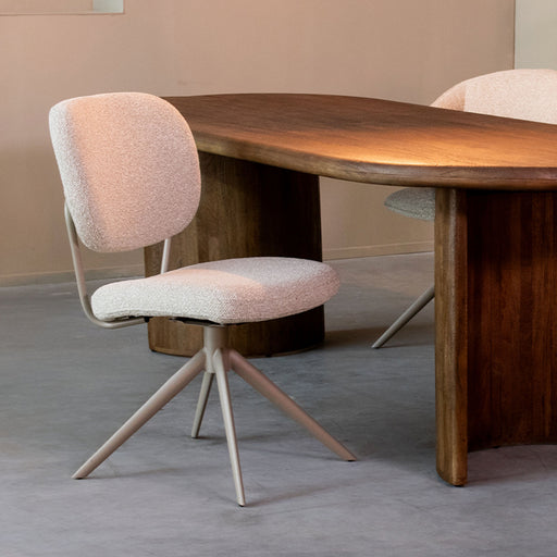 LABEL51 Eetkamerstoel Geneva - Naturel - Boucle - Taupe Frame - Draaibaar-Eetkamerstoelen-LABEL51