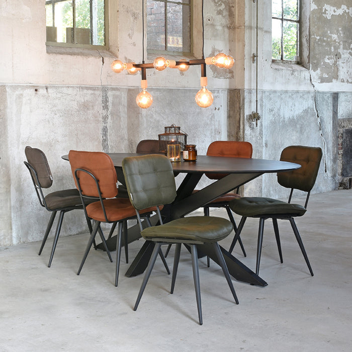 LABEL51 Eetkamerstoel Gus Cognac Microvezel 49x60x87 cm-Eetkamerstoelen-LABEL51