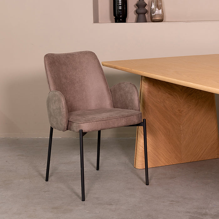 LABEL51 Eetkamerstoel Joni Taupe Micro Suede 55x60x86 cm-Eetkamerstoelen-LABEL51