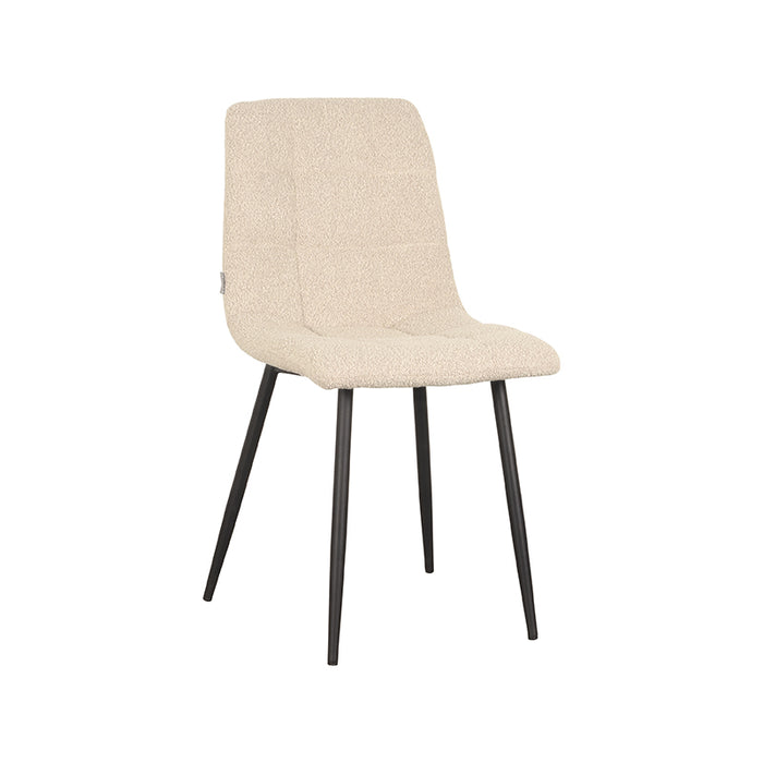 LABEL51 Eetkamerstoel Juul Zand Boucle Zwart Metalen Frame 54x45x89 cm-Eetkamerstoelen-LABEL51
