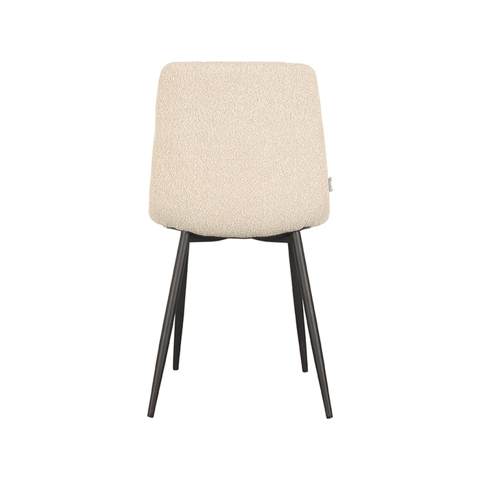 LABEL51 Eetkamerstoel Juul Zand Boucle Zwart Metalen Frame 54x45x89 cm-Eetkamerstoelen-LABEL51