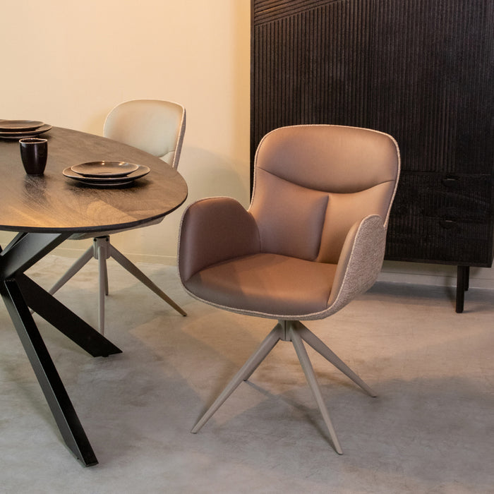 LABEL51 Eetkamerstoel Lasse Bruin Taupe 60x65x90 cm-Eetkamerstoelen-LABEL51