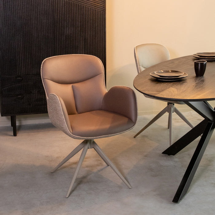 LABEL51 Eetkamerstoel Lasse Bruin Taupe 60x65x90 cm-Eetkamerstoelen-LABEL51