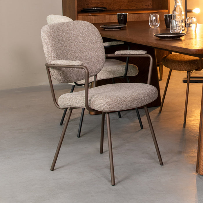 LABEL51 Eetkamerstoel Lausanne - Mushroom - Royal Boucle - Brons-Eetkamerstoelen-LABEL51