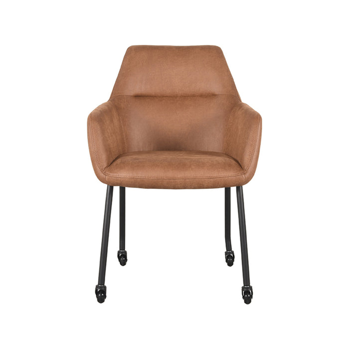 LABEL51 Eetkamerstoel Lenny Cognac Micro Suede 56x64x84 cm-Eetkamerstoelen-LABEL51