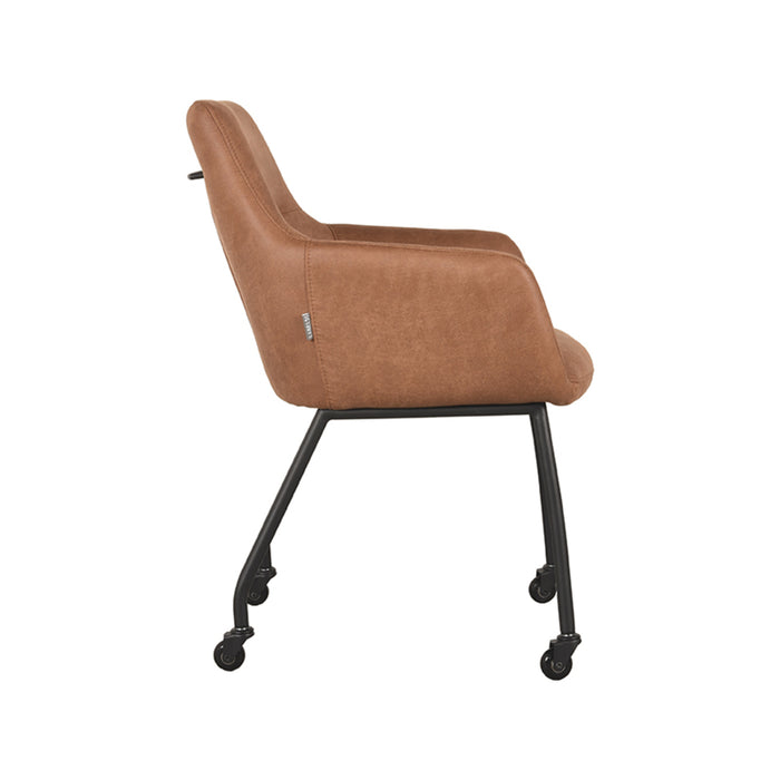 LABEL51 Eetkamerstoel Lenny Cognac Micro Suede 56x64x84 cm-Eetkamerstoelen-LABEL51