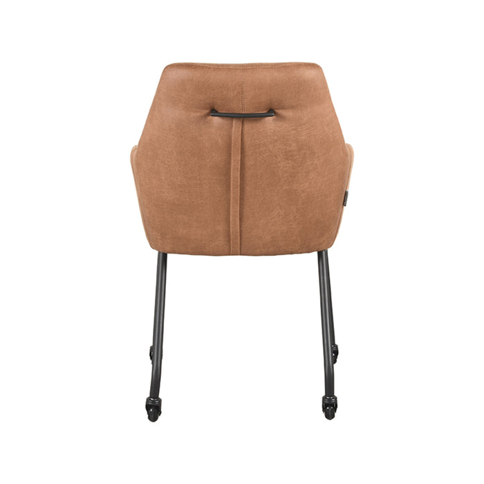 LABEL51 Eetkamerstoel Lenny Cognac Micro Suede 56x64x84 cm-Eetkamerstoelen-LABEL51