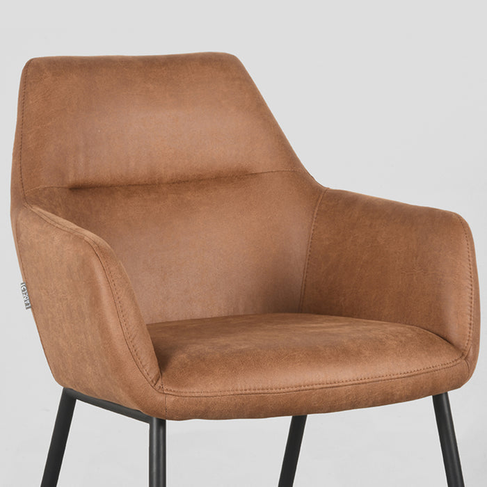 LABEL51 Eetkamerstoel Lenny Cognac Micro Suede 56x64x84 cm-Eetkamerstoelen-LABEL51