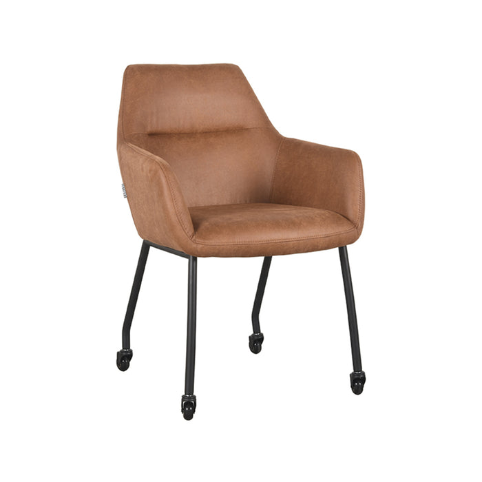 LABEL51 Eetkamerstoel Lenny Cognac Micro Suede 56x64x84 cm-Eetkamerstoelen-LABEL51