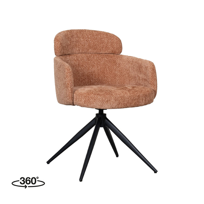 LABEL51 Eetkamerstoel Levi - Cognac - Elite - Black Frame - Draaibaar-Eetkamerstoelen-LABEL51