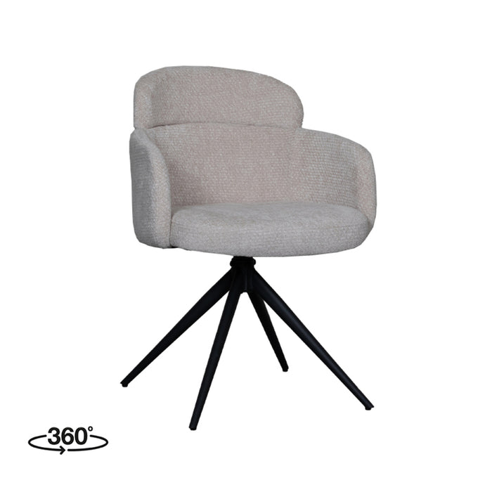 LABEL51 Eetkamerstoel Levi - Naturel - Elite - Black Frame - Draaibaar-Eetkamerstoelen-LABEL51