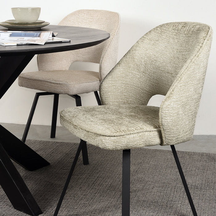LABEL51 Eetkamerstoel Lewis Beige Draaibaar 52x66x84 cm-Eetkamerstoelen-LABEL51