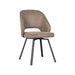 Draaibare LABEL51 Lewis eetkamerstoel in taupe micro-suède met zwart metalen onderstel, 52x58x84 cm.