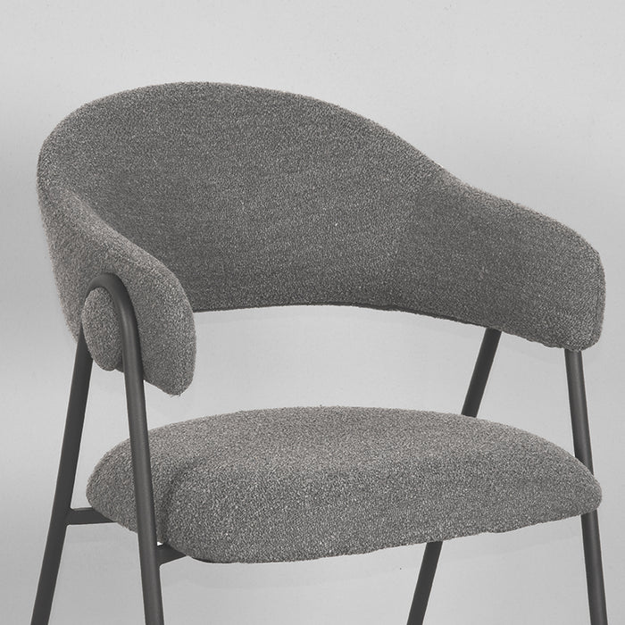 LABEL51 Eetkamerstoel Lowen Grijs Boucle 58x60x84 cm-Eetkamerstoelen-LABEL51