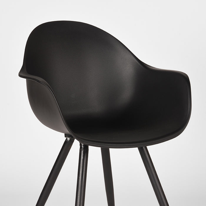 LABEL51 Eetkamerstoel Luca Zwart PP Zwart Metalen Frame 58x54x85 cm-Eetkamerstoelen-LABEL51