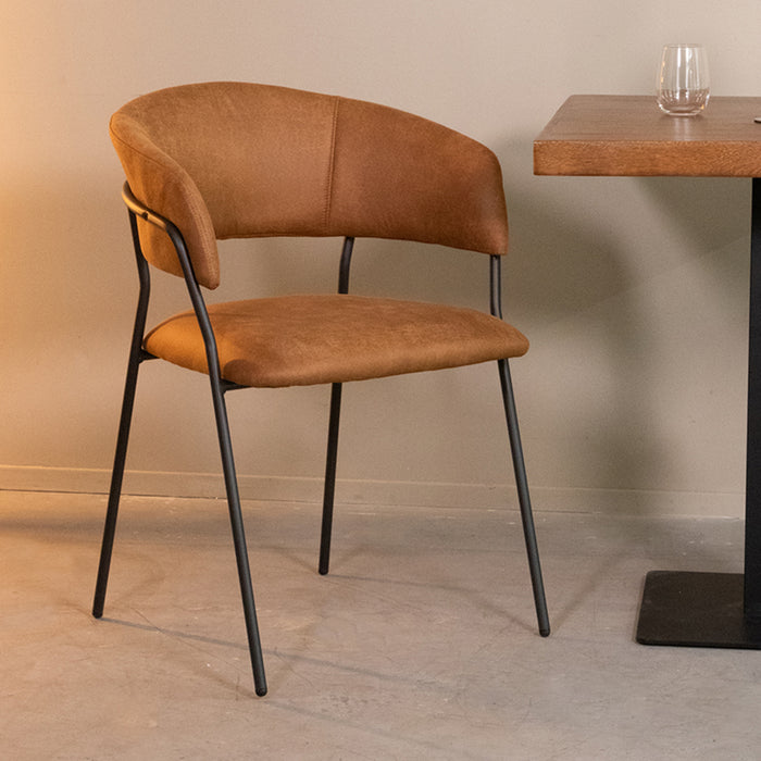 LABEL51 Eetkamerstoel Luuk - Cognac - Micro Suede-Eetkamerstoelen-LABEL51