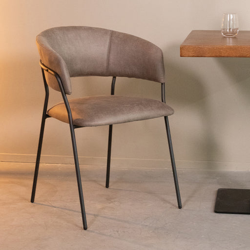 LABEL51 Eetkamerstoel Luuk - Taupe - Micro Suede - Black Frame-Eetkamerstoelen-LABEL51