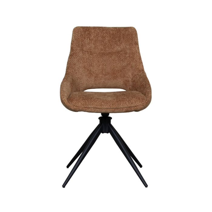 LABEL51 Eetkamerstoel Marlow - Cognac - Elite - Black Frame - Draaibaar-Eetkamerstoelen-LABEL51