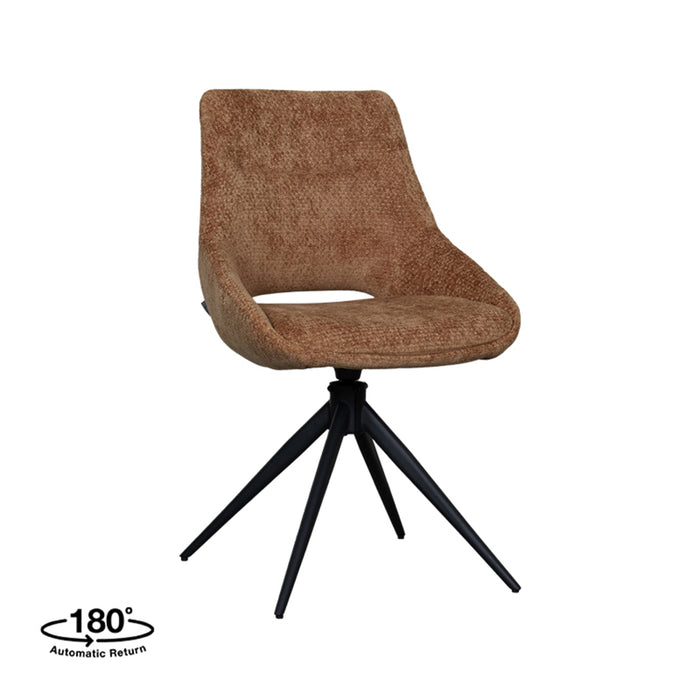 LABEL51 Eetkamerstoel Marlow - Cognac - Elite - Black Frame - Draaibaar-Eetkamerstoelen-LABEL51