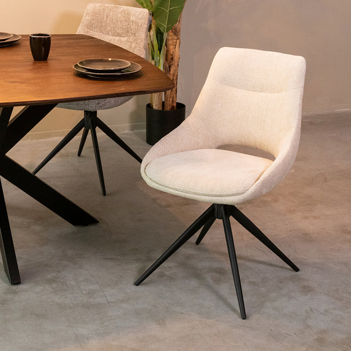 LABEL51 Eetkamerstoel Marlow - Naturel - Elite - Black Frame - Draibaar-Eetkamerstoelen-LABEL51