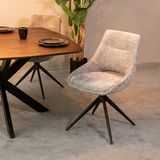 LABEL51 Eetkamerstoel Marlow - Stone - Elite - Black Frame - Draaibaar-Eetkamerstoelen-LABEL51