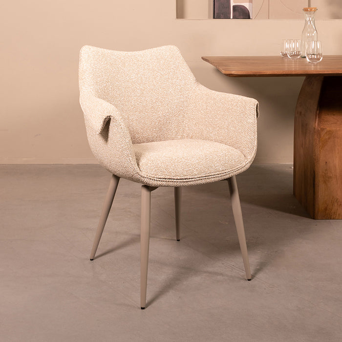 LABEL51 Eetkamerstoel Mirai Bouclé Naturel-Eetkamerstoelen-LABEL51