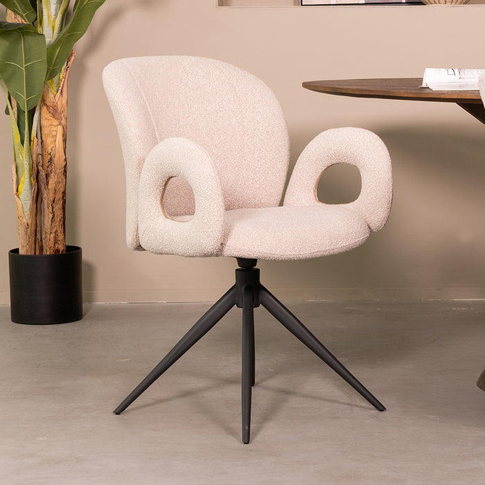 LABEL51 Eetkamerstoel Neo - Naturel - Boucle - Draaibaar-Eetkamerstoelen-LABEL51