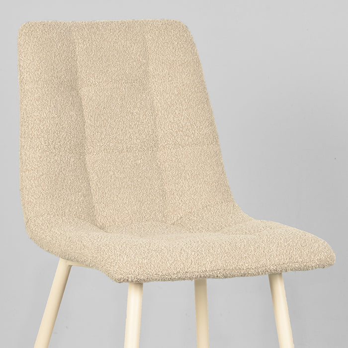 LABEL51 Eetkamerstoel Nino - Zand - Boucle - Wit Metalen Frame-Eetkamerstoelen-LABEL51