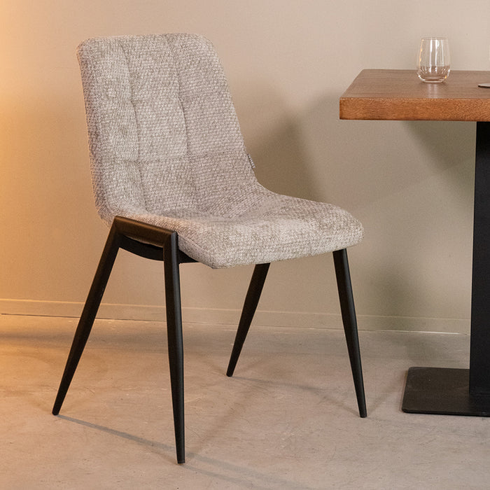 LABEL51 Eetkamerstoel Noor - Stone - Elite - Zwart Metalen Frame-Eetkamerstoelen-LABEL51