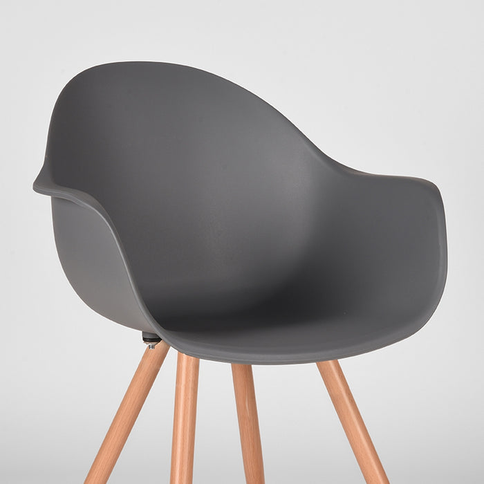 LABEL51 Dining Chair Parma Anthracite PP Natural Wood Effect Frame