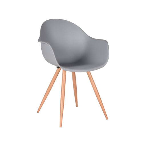 LABEL51 Eetkamerstoel Parma - Grijs - PP - Naturel Houtlook Frame-Eetkamerstoelen-LABEL51