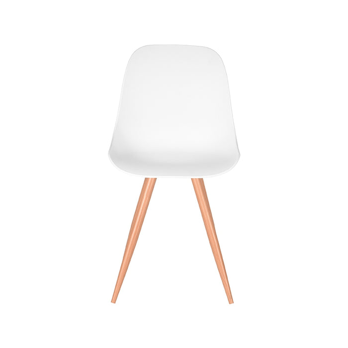 LABEL51 Eetkamerstoel Rimini Wit PP Naturel Houtlook Frame 46x54x88 cm-Eetkamerstoelen-LABEL51