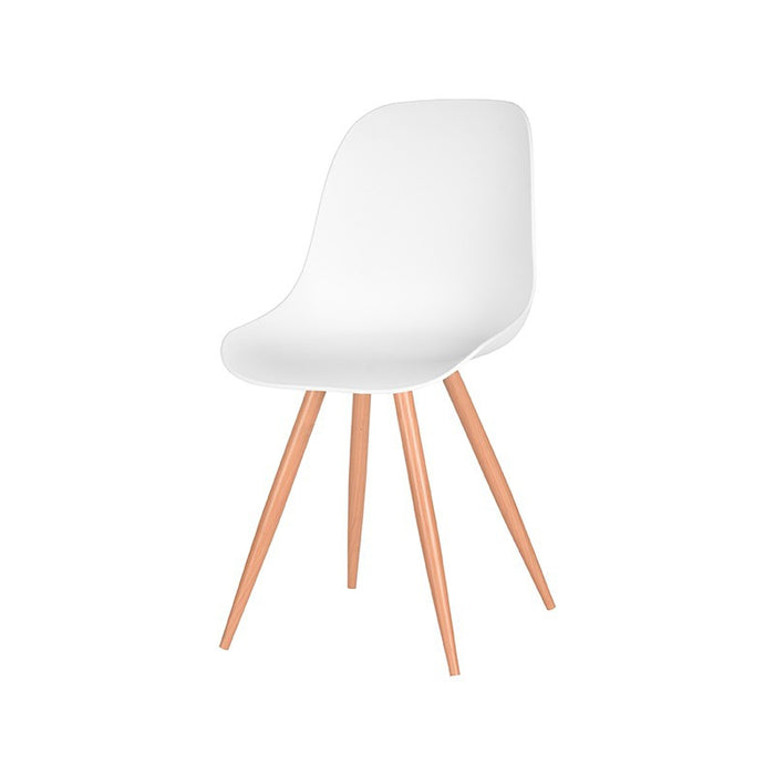 LABEL51 Eetkamerstoel Rimini Wit PP Naturel Houtlook Frame 46x54x88 cm-Eetkamerstoelen-LABEL51