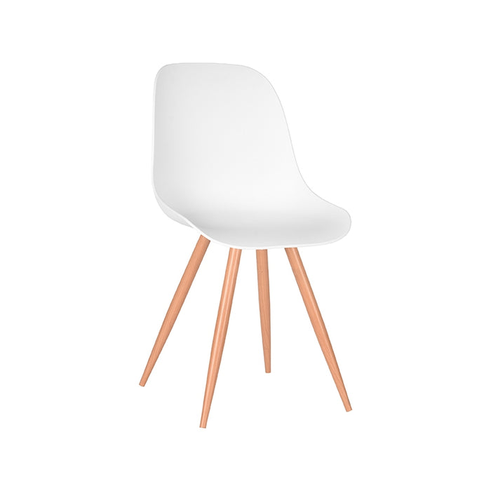 LABEL51 Eetkamerstoel Rimini - Wit - PP - Naturel Houtlook Frame-Eetkamerstoelen-LABEL51